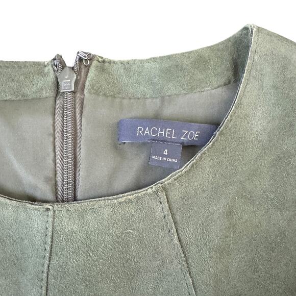 Rachel Zoe Seine Belted Olive Green Goat Suede Dress a/s/o Meghan Markle - Picture 5 of 14
